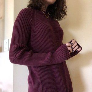 Mossimo Maroon Knit Ribbed Cotton Sweater